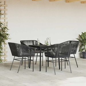 Set da Pranzo da Giardino in Rattan Nero per 4 Persone, Arredamento da Esterno Contemporaneo con Telaio in Metallo Resistente alle Intemperie - Product Image 3