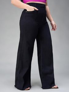 Jogging en denim léger extensible taille haute pour femme - Product Image 2