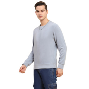 Sweat-shirt à col rond personnalisé, couleur unie, coupe classique, respirant, 100% coton tricoté, vêtement décontracté - Product Image 3