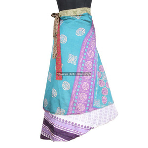 New Sari Silk Ethnic Wrap <b>Skirts</b> Reversible Long Silk Wrap <b>Skirt</b> Indian Long Silk Rapron for Girls Manufacturer Wholesaler - Product Image 5
