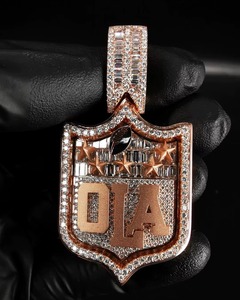 Iced Out Moissanite Letter Name <b>Pendant</b> 925 <b>Silver</b> Rose Gold Plated Luxury <b>Initial</b> Charms Everyday Wear Hip Hop <b>Pendant</b> For Men - Product Image 1