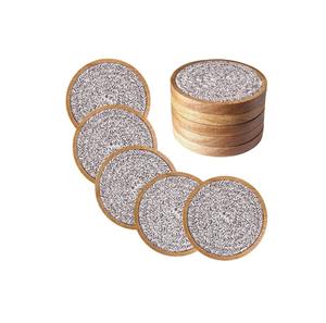 Ensemble de 6 sous-verres en bois avec support, sous-verres absorbants pour café et tables à manger, décoration de maison de style campagnard, accessoires de bar - Product Image 2