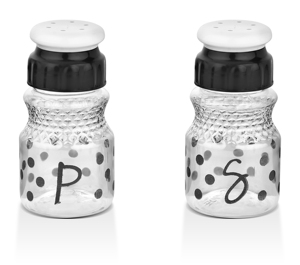 Ensemble de salières et poivrières avec motif à pois, distributeurs d'épices en plastique pour la cuisine - Product Image 1