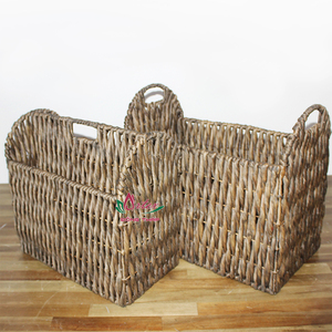 Handmade Water Hyacinth Storage <b>Basket</b> <b>Rectangular</b> Woven Organizer Box - Product Image 4