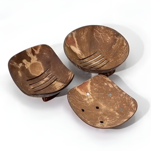 Juego de jaboneras de madera con varios diseños, jaboneras de cáscara de coco para jabones sólidos, decoración para cocina y baño. - Product Image 1
