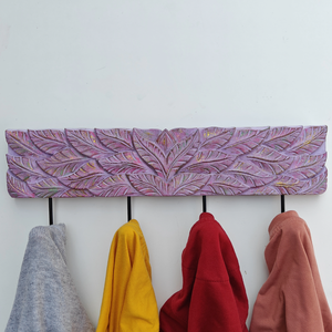 Smart Art Wood Carving Leaf Carve Decorative <b>Wall</b> <b>Key</b> <b>Hook</b> Modern Decor Clothing Hanging <b>Wall</b> Mounted <b>Key</b> Hanger Engineered Wood - Product Image 2