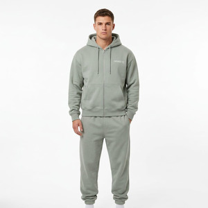 Hawk Eye Sports <b>Men's</b> Slim Fabric Fleece 300g Winter <b>Pullover</b> Hoodie Full-Length Button-Up Tracksuit Set Breathable - Product Image 1