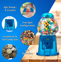 Distributeur de bonbons en forme de machine à boules de gomme bleu translucide de 11 pouces Kwang Hsieh, décoration rétro pour la maison, cadeau de fête, tirelire, vente en gros OEM