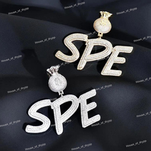 Colgante con Inicial de Letra y Diamante Moissanite, Elaborado en Plata 925, Joyería de Lujo con Incrustaciones de Diamantes, Estilo Hip Hop, Personalizado - Product Image 2