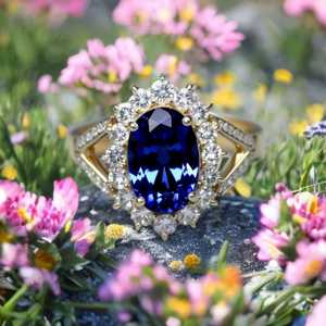 แหวนหมั้นเงินแท้ 925 ชุบทอง 14K ประดับแทนซาไนต์รูปไข่ เครื่องประดับหรูหรา สง่างาม ของขวัญสำหรับผู้หญิง - Product Image 2