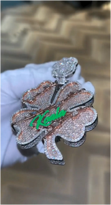 CONCEPTION GRA - Juego de Joyería de Trébol de la Suerte con Moissanita Verde Certificada, Plata 925, Chapado en Oro de 14K, Colgante Hip Hop Personalizado - Product Image 5