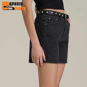 Latest Design Quick Dry Women Cotton Material Short Length Mid Waist <b>Light</b> Weight Women Denim Shorts - Product Image 3