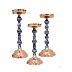 ชุดเชิงเทียนตกแต่งเสา3ชิ้นทำจากโลหะสีเทาและทองแดงสำหรับตกแต่งบ้านงานแต่งงานและงานเลี้ยง - Product Image 1