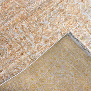 Tapis d'appoint en laine beige pêche noué à la main, tapis ethnique géométrique oriental de luxe pour salon et chambre à coucher - Product Image 4