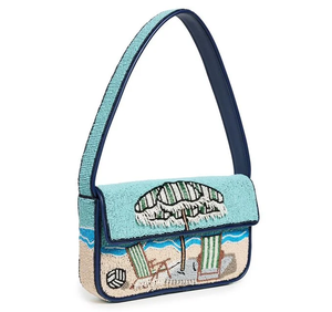 Sac à main fantaisie brodé thème requin, forme rectangulaire tendance, en tissu de coton, sac textile fait main, motif animal, bleu, rouge, avec poignée - Product Image 3