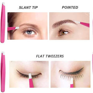 Juego de 3 Pinzas Profesionales para Cejas de Acero Inoxidable con Punta Inclinada - Product Image 5