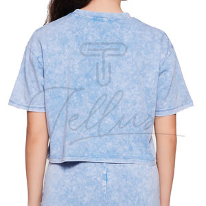 เสื้อครอปท็อปวินเทจผู้หญิงสั่งทำขายส่ง เสื้อคลุมใส่สบายระบายอากาศได้ดีสำหรับฤดูร้อน ล้างสีแบบแอซิดวอช - Product Image 1