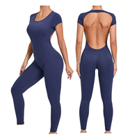 Combinaison de sport une pièce pour femme, sans couture, pour yoga, avec coussinets amovibles, 100% polyester, respirante et à séchage rapide
