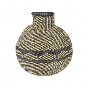 Vietrustic Certified Supplier Natural and <b>Black</b> Pattern <b>Table</b> Vase Gift Seagrass Vase For Kitchen <b>Table</b> Plant Vase - Product Image 2