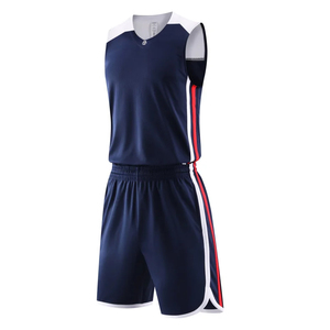 Uniforme de Baloncesto Negro para Hombre, Jersey sin Mangas con Cuello en V y Franja Roja, Pantalones Cortos con Cintura Elástica, Ropa Deportiva que Absorbe la Humedad - Product Image 2