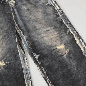 NEXO INDUSTRIES Pantalon long en jean coupe large décontractée, style hip-hop tendance, design de niche, avec impression numérique 3D style Wasteland et découpe couteau - Product Image 2