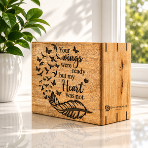 Natural Wooden Urn <b>Box</b> Engraved <b>Memorial</b> Keepsake Cremation Urn for Human or Pet Ashes Vietnam Made - Product Image 6