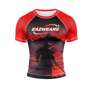 Maillot de compression à manches courtes pour hommes, sublimation MMA, couche de base personnalisée, vêtements d'entraînement de grappling imprimés sur mesure, OEM - Product Image 5