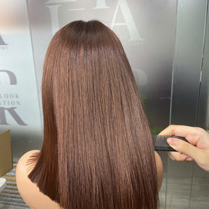 Precio de fábrica 100% Raw Virgin Vietnamita Humano Encaje Peluca Trama Hueso Recto Color Chocolate Super Doble Extensiones de cabello - Product Image 2