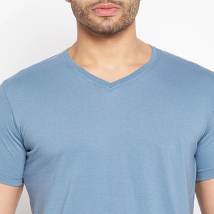 Casual Men's 100% Cotton Knitted Eco-Friendly Breathable Lightweight <b>V</b> Neck Short Sleeve Custom Logo Printing Regular <b>Fit</b> - Product Image 6