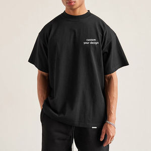T-shirt en coton épais de haute qualité pour homme, design de logo personnalisé, épaules tombantes, prix bas, logo personnalisé, coupe oversize - Product Image 1