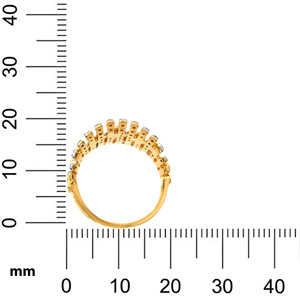 Bague de luxe en or jaune plaqué avec des rayures de diamants étincelants, large et imposante, sertie de micro-pavés de diamants de laboratoire sur plusieurs rangées - Product Image 5