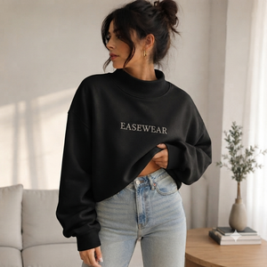 เสื้อสเวตเชิ้ตโอเวอร์ไซส์คอเต่าสำหรับผู้หญิง สไตล์ลำลอง ผ้าคอตตอนผสมเนื้อนุ่ม แขนยาว แฟชั่นทันสมัย - Product Image 1