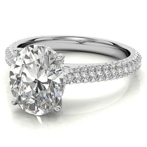 Anillo de Compromiso y Boda con Diamante Cultivado en Laboratorio, Estilo Halo Oculto Ovalado, Oro Amarillo Sólido Personalizado para Mujer, Certificado IGI - Product Image 6