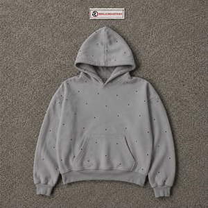 Grey Full Zip Hoodie <b>Men</b> Premium Oversized Streetwear Tiny <b>Black</b> Dot Design <b>Fleece</b> Hooded <b>Jacket</b> Casual Winter Fashion Autumn - Product Image 5