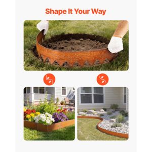 Bordo per Giardino in Acciaio Corten, Confezione da 6 Pezzi, 40 x 6 Pollici, Pieghevole, con 8 Piastre di Collegamento per Paesaggistica e Terrazze - Product Image 5