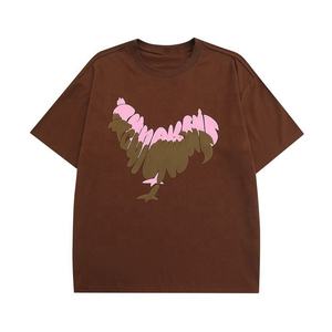 Camiseta de punto de algodón de 300GSM de gran tamaño con estampado de dibujos animados para hombre, estilo hip hop, streetwear, corte holgado, cuello redondo, impresión DTG personalizada - Product Image 3