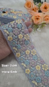 Encajes florales elegantes bordados para prendas de vestir, vestidos, saris, manualidades y adornos de accesorios de moda. - Product Image 2