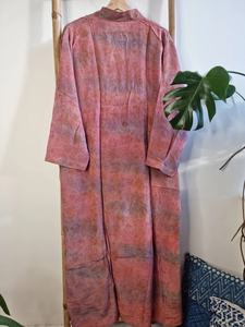 Vestido Midi de Crepé de Seda Reciclada de Sari Indio, Cómodo, Colorido, Informal para el Día, Kaftan, Vestidos Casuales de Noche - Product Image 5