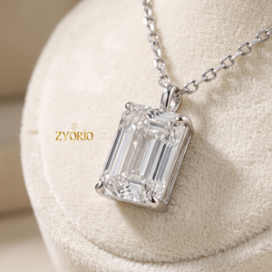 Collier pendentif chaîne à maillons en diamant de laboratoire taille émeraude 1CT VVS, en platine PT950 plaqué rhodium, tendance, quatre griffes, cadeau unisexe - Product Image 4