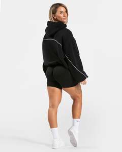 Sweat-shirt décontracté surdimensionné noir jais personnalisé pour femme, en molleton de coton premium respirant, avec détails contrastants, OEM ODM - Product Image 6