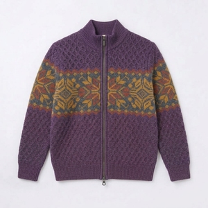 Cardigan pour homme de haute qualité à col en V, patte de boutonnage, gris chiné, tricot côtelé, manches longues, fabrication OEM ODM - Product Image 1