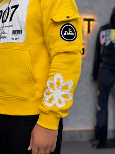 Nouveau design – Sweat-shirt jaune à capuche zippé pour homme, coupe oversize, style streetwear, en molleton de coton, avec poches, respirant, idéal pour l'automne - Product Image 3