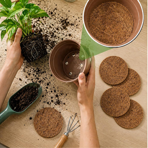Almohadillas de malla de drenaje de fibra de coco para macetas, cubiertas para orificios de macetas de 4 pulgadas, paquete de 12, tapetes de drenaje de plantas de fibra de coco natural - Product Image 5