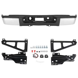 Paraurti Posteriore per Chevrolet Silverado 1500 2007-2013, Argento/Acciaio con Fori - Product Image 1