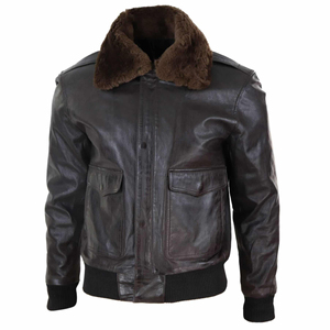 Top Premium <b>Mens</b> Leather <b>Fur</b> <b>Jacket</b> Elegant Winter Wear Thick Warm Design High Quality Export Supplier Custom Branding - Product Image 2