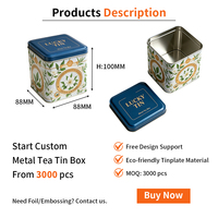 Boîte en fer blanc carrée de qualité alimentaire Lucky Tin avec couvercle télescopique en deux parties, boîte à thé en métal pour le stockage de bonbons et de chocolat, vente en gros OEM