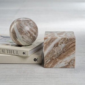Juego de Cubos Decorativos de Mármol Marrón, Escultura de Piedra Natural de Lujo, Adorno Moderno para Mesa, Decoración Minimalista para el Hogar, Estilo Contemporáneo - Product Image 6