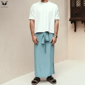Izár Islámico Minimalista de Color Sólido para Hombre, Tela Transpirable, Diseño con Cordón Ajustable, Prenda Inferior Musulmana Elegante - Product Image 5