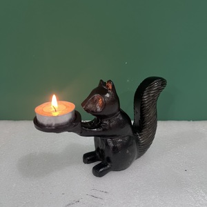 Decorative sculpture with candle holder aluminium <b>T</b>-<b>light</b> candle sculpture black finish home decor - Product Image 1