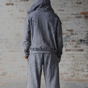 Pantalon de survêtement évasé oversize pour homme, effet délavé soleil et usé, style streetwear rétro - Product Image 2